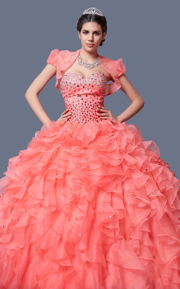 Ombre Ruffled Organza Quinceanera Dress