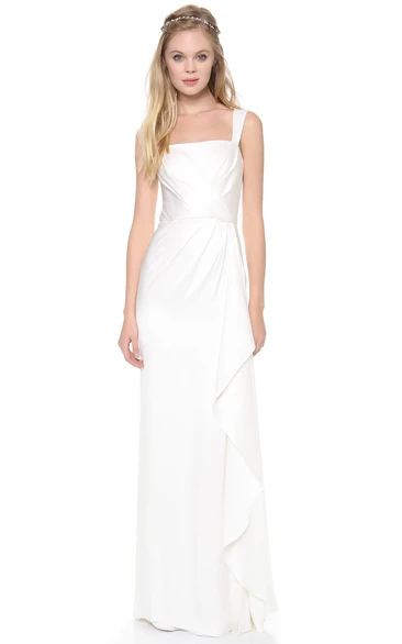 Long Square Empire Taffeta Dress With Broad Straps