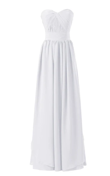 Sweetheat Ruched Long Pleated Chiffon Dress