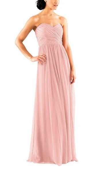 Criss-cross Long Chiffon Bridesmaid Dress with Ruching