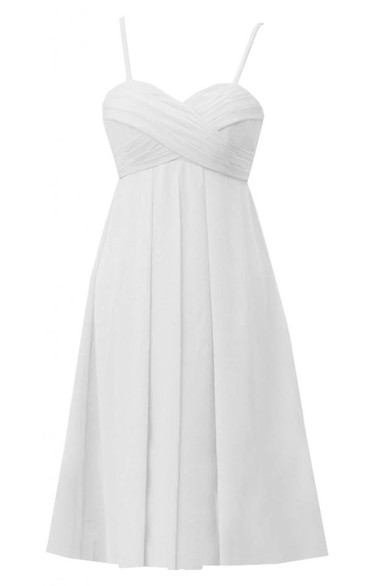 Sleeveless Spaghetti Strap Ruched Midi-length Chiffon Dress