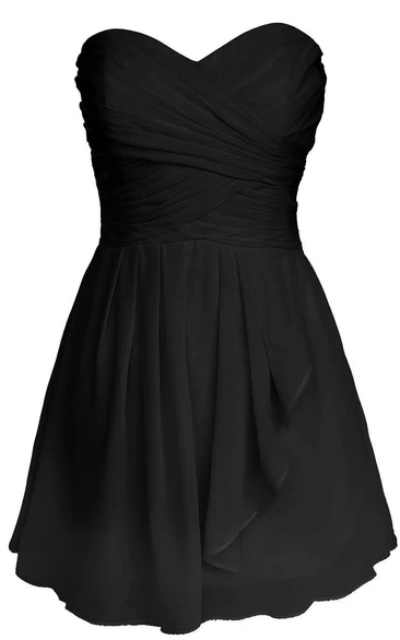 Sweetheart A-line Layered Short Dress With Pleats