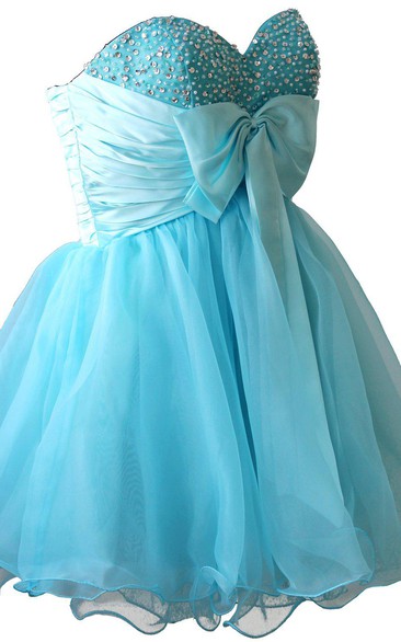 Sweetheart Short Layered Dress With Beadings and Ruffles