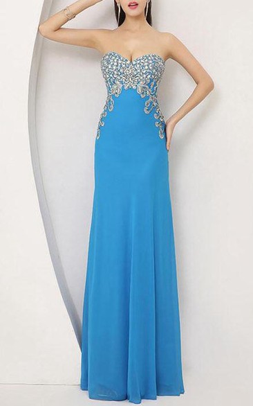 Glorious Sweetheart Column Long Chiffon Prom Dress