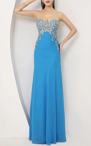 Glorious Sweetheart Column Long Chiffon Prom Dress