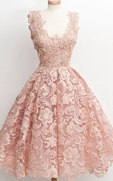 Dreaming Sleeveless Knee-length Lace Dress