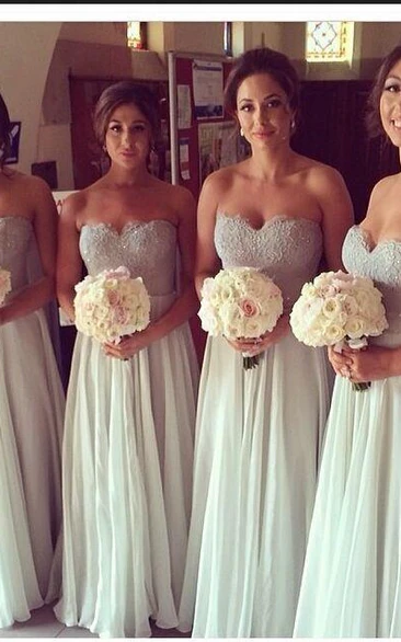 Sexy Sweetheart Sleeveless Chiffon Bridesmaid Dress With Lace