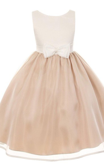 Simple Sleeveless A-line Ruched Dress With Bow