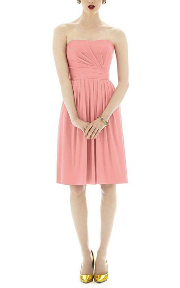 Strapless Ruched Short Chiffon Dress