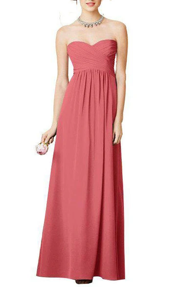 Sweetheart Empire Pleated A-line Chiffon Long Dress