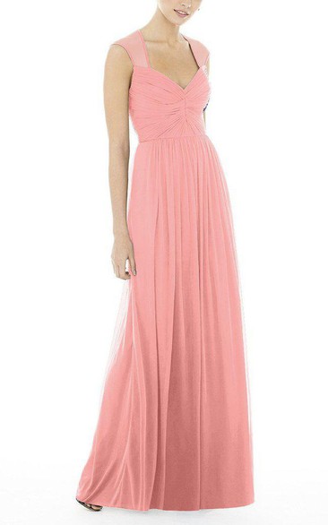 Anne Queen Ruched Floor-length Chffion Bridesmaid Dress