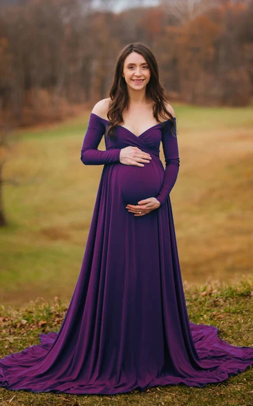 A-line T-shirt Long Sleeve Empire Maternity Dress