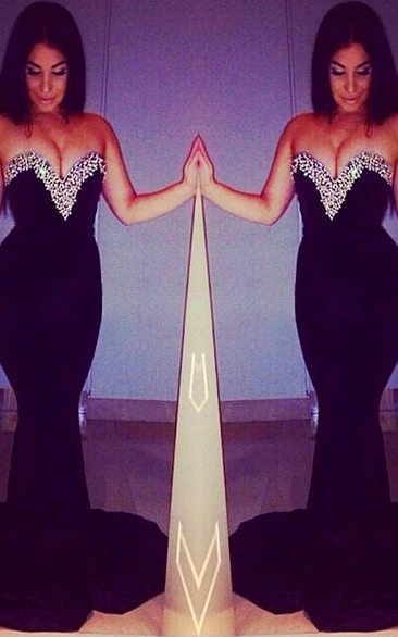 Sexy Sweetheart Sleeveless Mermaid Prom Dress With Beadings