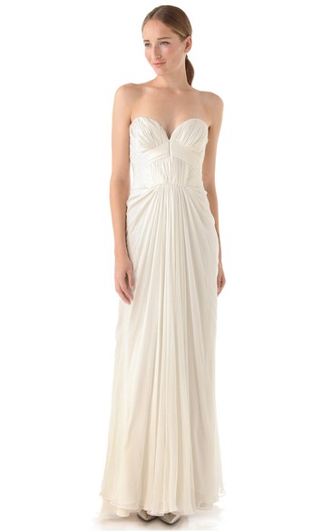 Long Sweetheart Empire Chiffon Dress With Draping