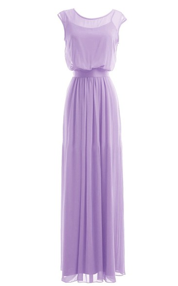 Cap-sleeve A-line Dress With Keyhole Back and Sash