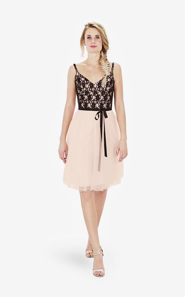 Lovely A-Line V-Neck Dress With Spaghetti Straps