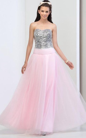 Sweetheart Lace-up Beading Sequins Prom Dress