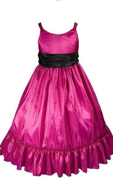 Sleeveless A-line Ruched Dress With Spaghetti Straps and Bow