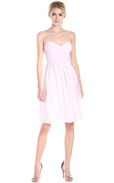 Simple A-line Mini Chiffon Dress with Pleats 