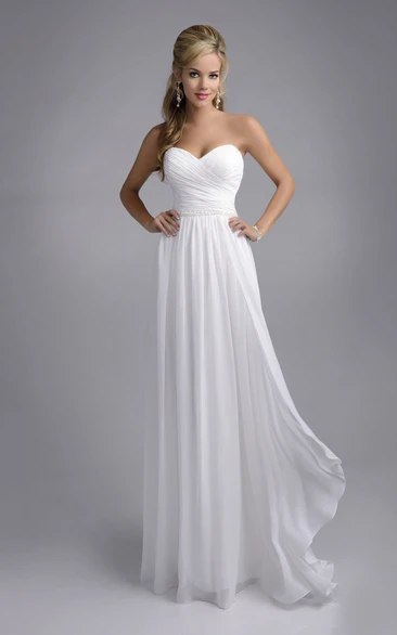 Crisscross Sweetheart Chiffon Wedding Dress With Ruching And Pleats