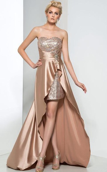 Sweetheart Sequins Asymmetry Prom Dress