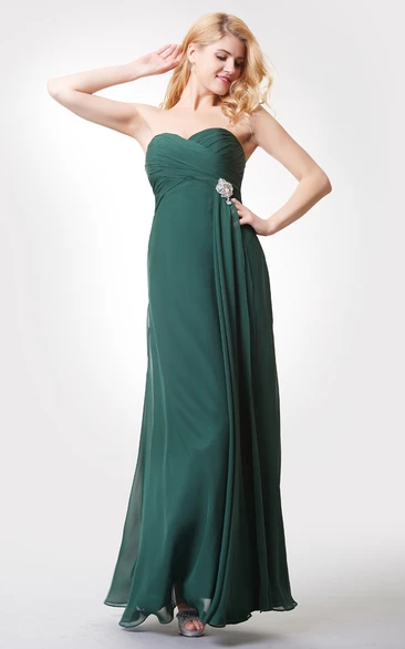 Scalloped-edge Neckline Long Chiffon Dress With Illusion Back