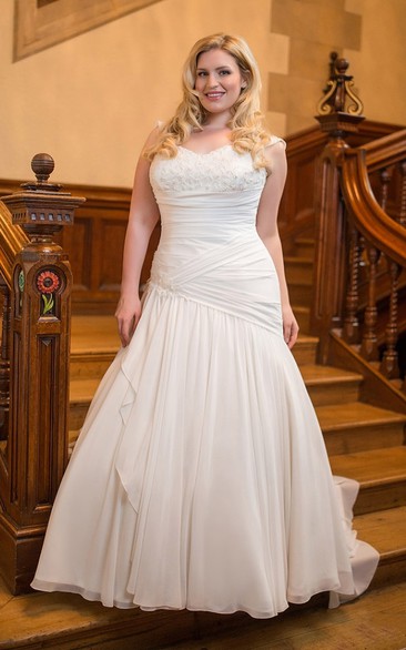 Mermaid Floor-Length Sweetheart Cap Chiffon Draping Dress