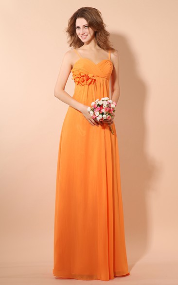 Empire Chiffon Dress With Criss-Cross Ruching and Ruching