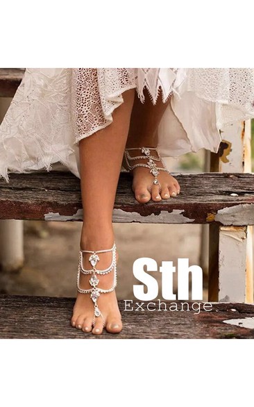 Retro Gypsy Ethnic Beach Wedding Diamond Drill Sexy Multi-link Anklet