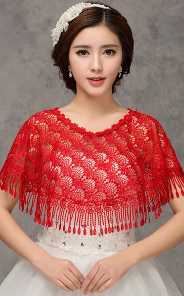 New High-end Lace Red Word Collar Shoulder Cape Shawl