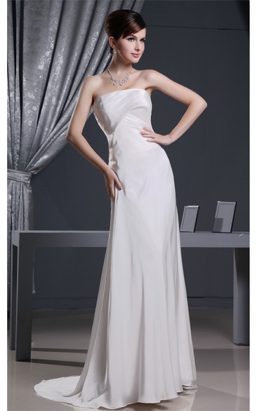 Sweetheart Sheath Satin Sweep Train and Dress With Ruching
