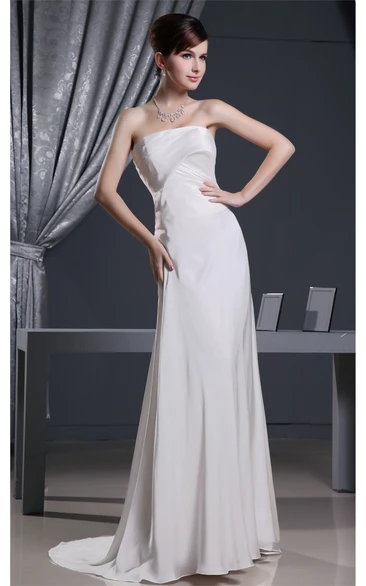 Sweetheart Sheath Satin Sweep Train and Dress With Ruching