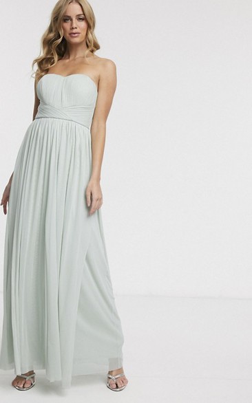 Sleeveless Chiffon Sweetheart With Ruching And Sash Ethereal Bridesmaid Dress