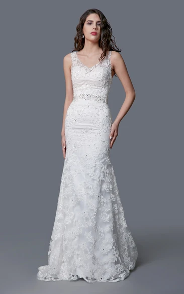 Impressive Lace Mermaid Dress With Thin Straps