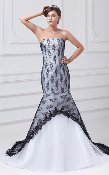 Captivating Trumpet Beaded Satin Appliqued Tulle Special Occasion Dresses
