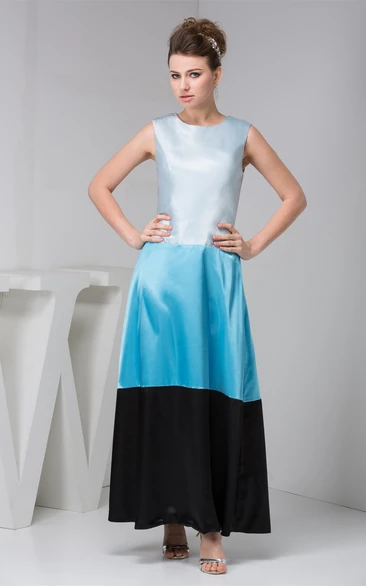 Mute-Color A-Line Satin Gown With Zipper Back