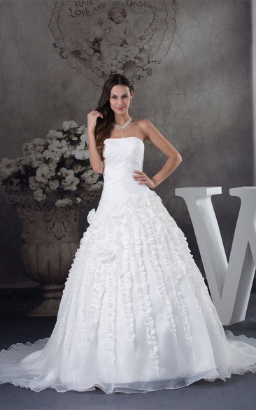 Sleeveless Criss Cross A-Line Satin Bodice Dress With Flowers and Tulle Overlay