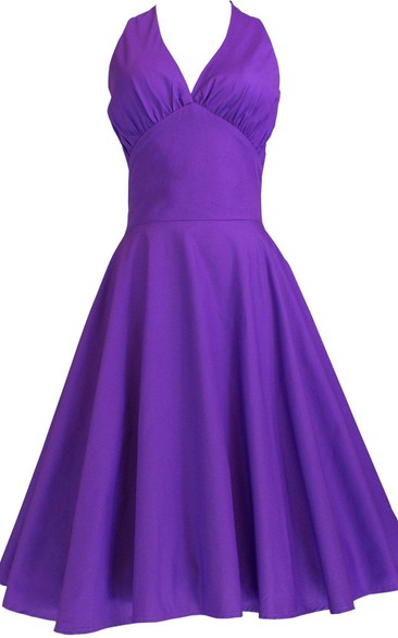 Sleeveless V-neck A-line Dress With Pleats