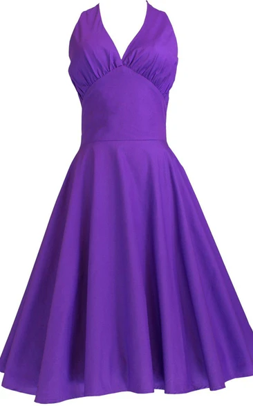 Sleeveless V-neck A-line Dress With Pleats