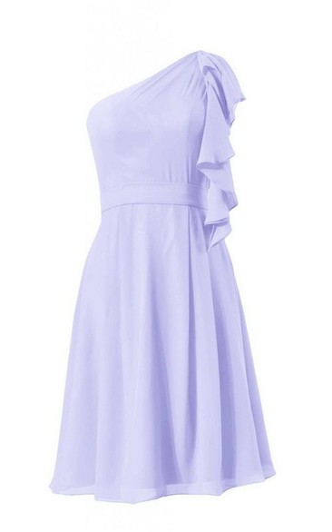 Simple One-shoulder A-line Short Dress With Band