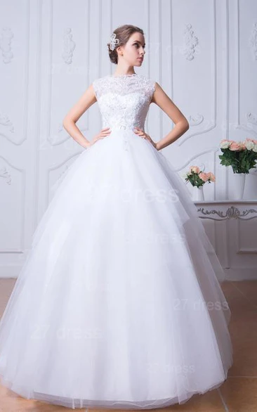 Glamorous Beadings White Tulle Wedding Dress Ball Gown Bowknot