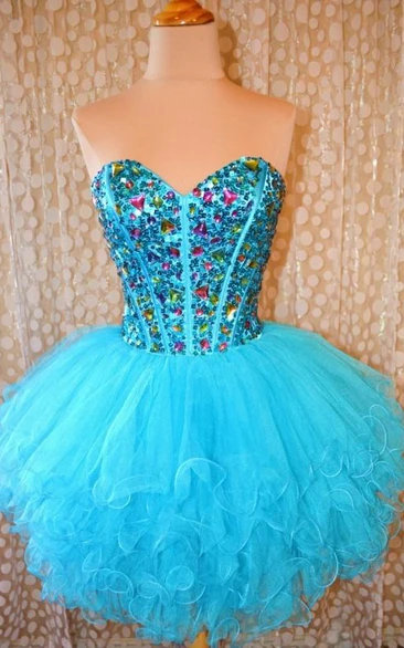 Sexy Mini Sweetheart Cocktail Dresses Organza Beadings Homecoming Gowns