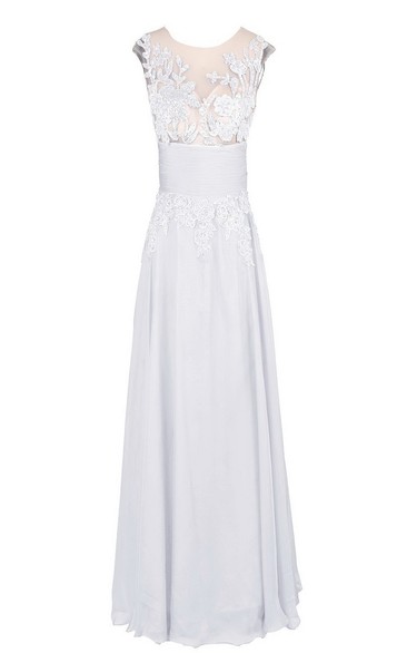 Sleeveless Sequined Appliqued Long Pleated Chiffon Dress