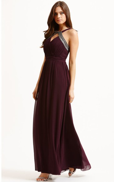 Sexy A-Line Long Dress With Front Keyhole