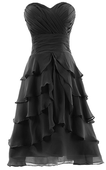 Ruched Bust Layered Chiffon Dress With Zipper Back
