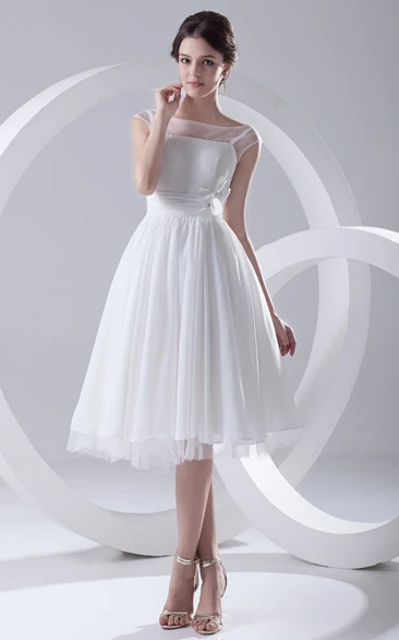 Sweet Illusion Chiffon Short Dress With Bow