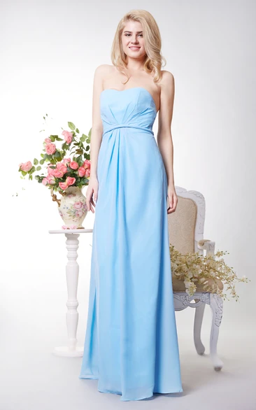 Sweetheart Chiffon A-line Long Dress With Keyhole Back