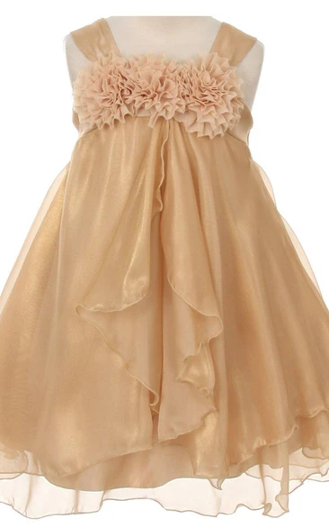 Sleeveless A-line Ruffled Dress With Flowers