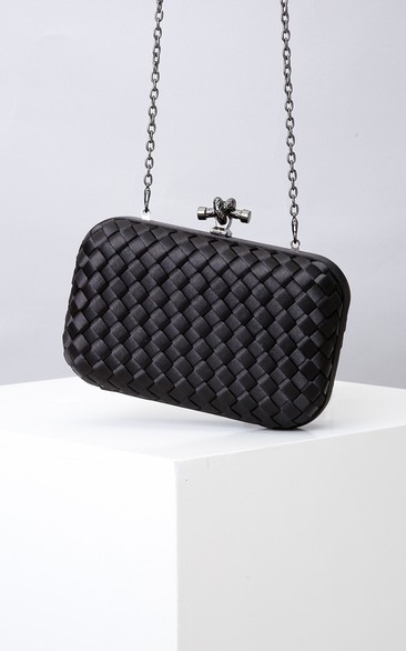 Woven Satin Clutch with Top Clasp