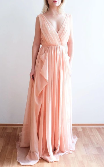 Nude Blush Chiffon One Of A Kind Dress